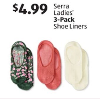 Aldi Serra ladies' 3-pack shoe liners offer