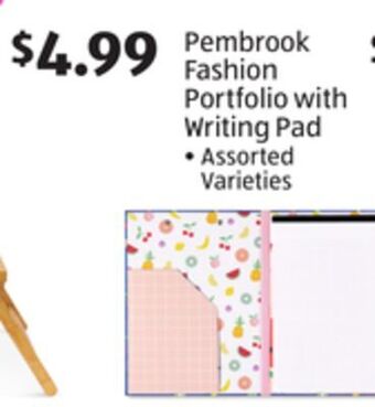 Aldi Pembrook fashion portfolio with writing pad offer