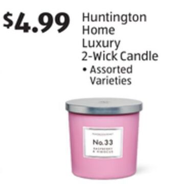 Aldi Huntington home luxury 2-wick candle offer