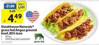 Lidl Steakhouse naturals® grass fed angus ground beef, 85% lean offer