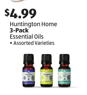 Aldi Huntington home 3-pack essential oils offer