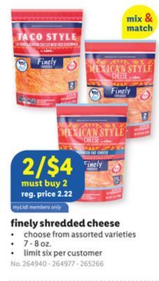 Lidl Finely shredded cheese offer
