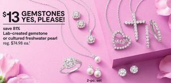 JC Penney Lab-created gemstone or cultured freshwater pearl offer