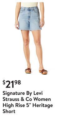 Walmart Signature by levi strauss & co women high rise 5 heritage short offer