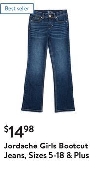 Walmart Jordache girls bootcut jeans, sizes 5-18 & plus offer