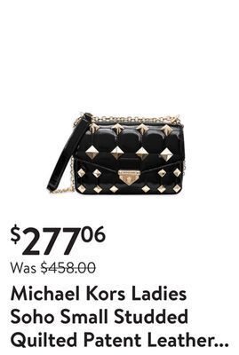Walmart Michael kors ladies soho small studded quilted patent leather shoulder bag offer