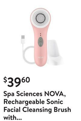 Walmart Spa sciences nova, rechargeable sonic facial cleansing brush with antimicrobial bristles offer