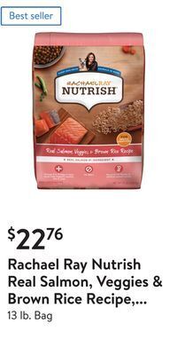 Walmart Rachael ray nutrish real salmon, veggies & brown rice recipe, premium dry dog food offer