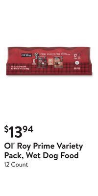 Walmart Ol' roy prime variety pack, wet dog food offer
