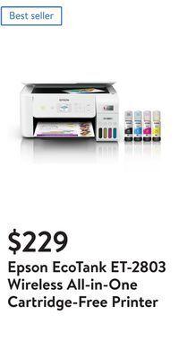 Walmart Epson ecotank et-2803 wireless all-in-one cartridge-free printer offer