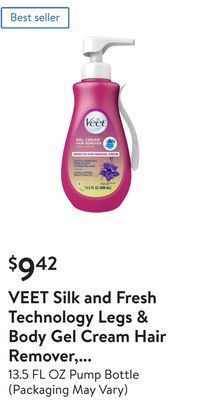 Walmart Veet silk and fresh technology legs & body gel cream hair remover, sensitive formula offer