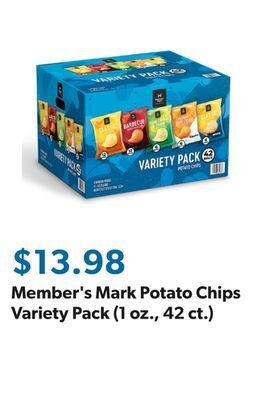 Sam's Club Member's mark potato chips variety pack (1 oz., 42 ct.) offer