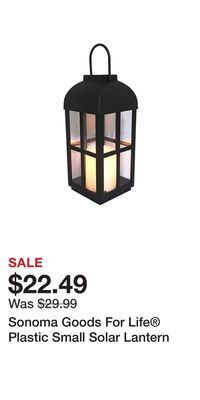 Kohl's Sonoma goods for life® plastic small solar lantern offer