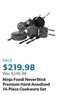 Sam's Club Ninja foodi neverstick premium hard-anodized 14-piece cookware set offer