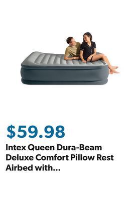 Sam's Club Intex queen dura-beam deluxe comfort pillow rest airbed with internal pump offer