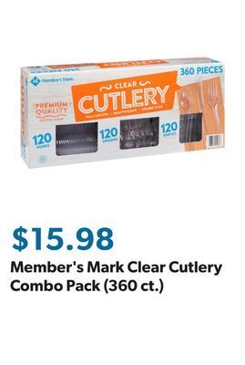 Sam's Club Member's mark clear cutlery combo pack (360 ct.) offer