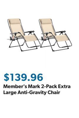 Sam's Club Member's mark 2-pack extra large anti-gravity chair offer