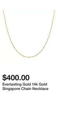 Kohl's Everlasting gold 14k gold singapore chain necklace offer