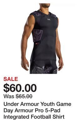 Dick's Sporting Goods Under armour youth game day armour pro 5-pad integrated football shirt offer