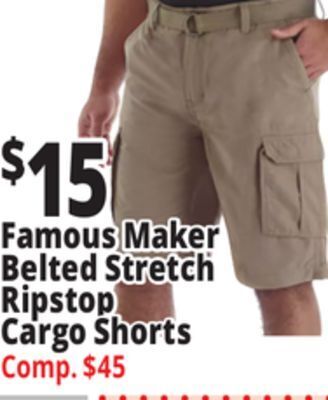 Ocean State Job Lot Famous maker belted stretch ripstop cargo shorts offer