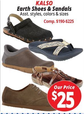 Ocean State Job Lot Kalso earth shoes & sandals offer