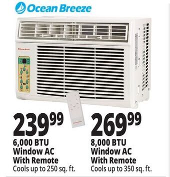 Ocean State Job Lot Ocean breeze 6,000 btu window air conditioner offer