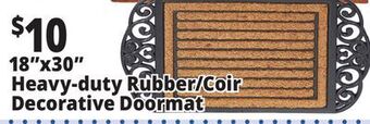 Ocean State Job Lot 18x30 heavy-duty rubber/coir decorative doormat offer