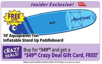Ocean State Job Lot Aquaplanet 10' allround ten inflatable stand up paddleboard offer
