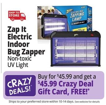 Ocean State Job Lot Zap it! electric indoor bug zapper with non-toxic attractant uv light and electric shock offer