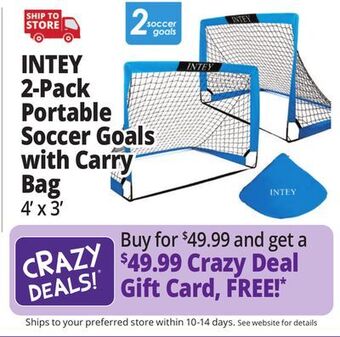 Ocean State Job Lot Intey 2-pack 4' x 3' portable soccer goals with carry bag offer