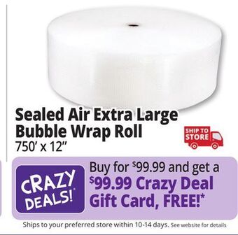 Ocean State Job Lot Sealed air extra large 750 ft. bubble wrap roll offer