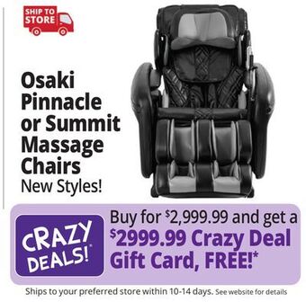Ocean State Job Lot Osaki massage chairs offer