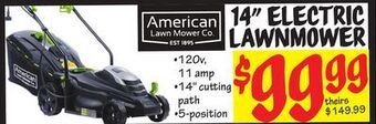 Ollie's American lawn mower co. 14 electric lawnmower offer