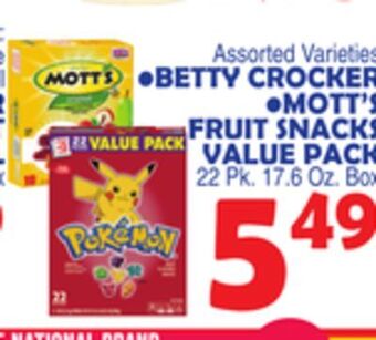Bravo Supermarkets Betty crocker, mott's fruit snacks value pack offer