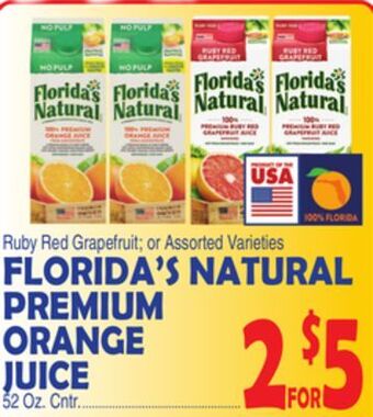Bravo Supermarkets Florida's natural premium orange juice offer
