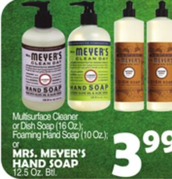 Bravo Supermarkets Mrs. meyer's hand soap 12.5 oz. btl. offer