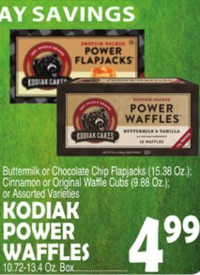 Bravo Supermarkets Kodiak power waffles 10.72-13.4 oz. box offer