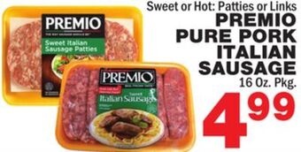 Bravo Supermarkets Premio pure pork italian sausage offer