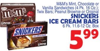 Bravo Supermarkets Snickers ice cream bars 6 pk. 11.6-12 oz. box offer