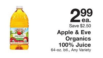 Fairway Store Market Apple & eve organics 100% juice offer
