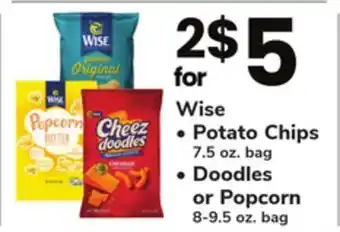 ACME Wise potato chips 7.5 oz. bag, doodles or popcorn 8-9.5 oz. bag offer