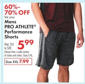 Boscov's Mens pro athlete® performance shorts offer