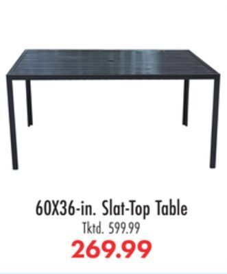 Boscov's 60x36-in. slat-top table offer