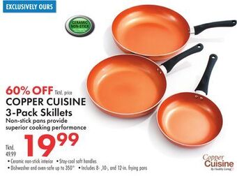 Boscov's Copper cuisine 3-pack skillets offer