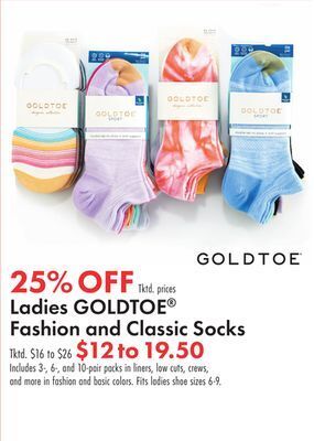 Boscov's Ladies goldtoe® fashion and classic socks offer
