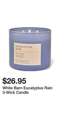 Bath & Body Works White barn eucalyptus rain 3-wick candle offer