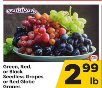 Weis Markets Green, red, or black seedless grapes or red globe grapes offer