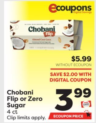 Weis Markets Chobani flip or zero sugar offer