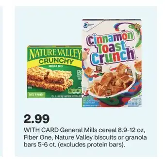 CVS General mills cereal 8.9-12 oz, fiber one, nature valley biscuits or granola bars 5-6 ct. offer