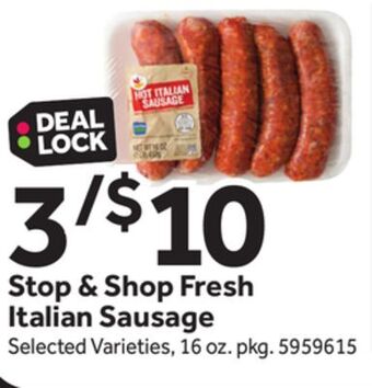 Stop&Shop Stop & shop fresh italian sausage offer